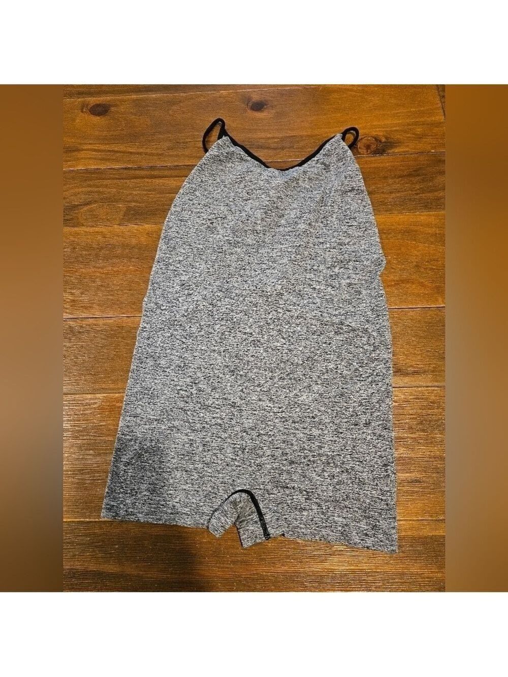 FOREVER 21 WOMEN'S MARLED GRAY & BLACK STRETCHY BODYSUIT STRAPPY STRAPS SIZE M/L